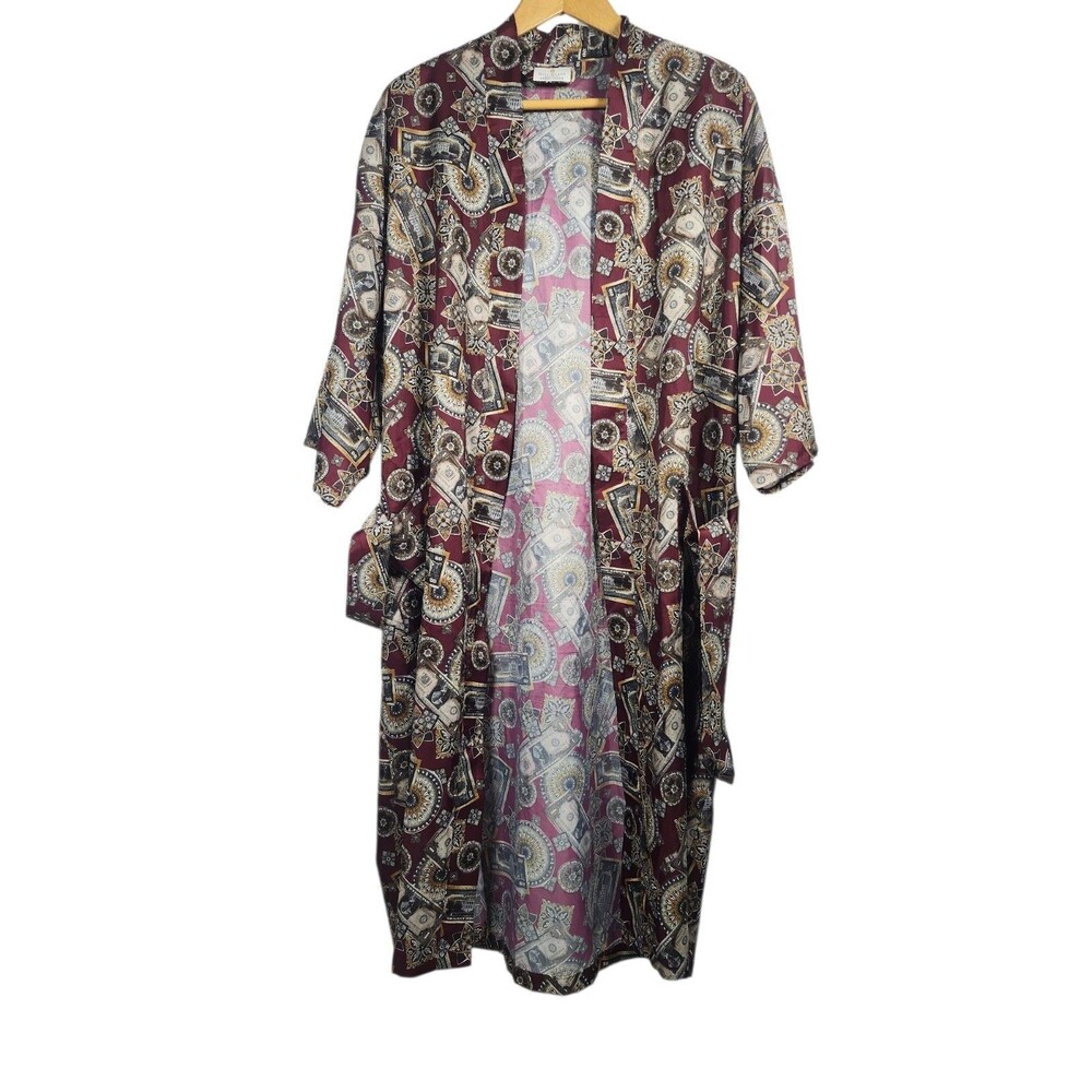 Vintage Bill Blass Light weight Robe Money Currency Dollar Bill Print One Size